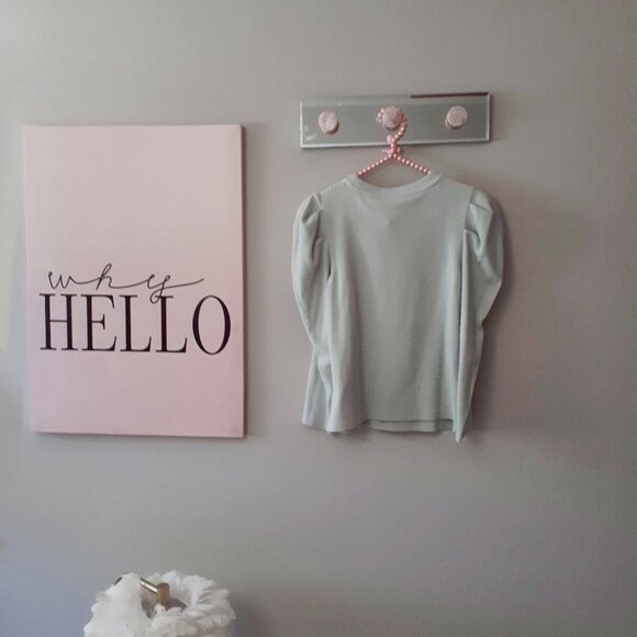 NWT Rachel Zoe icy mint green puff sleeve sweatshirt top & belted sweatpants set - Picture 6 of 14